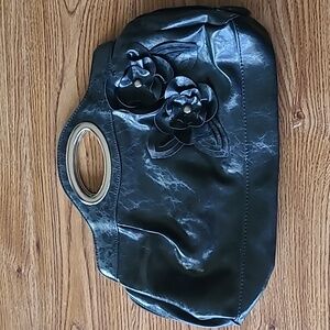 Nicole by Nicole Miller Black Flower Clutch